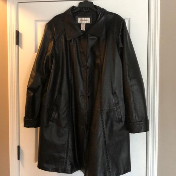 Veranesi Womens Black Leather 2w Coat 